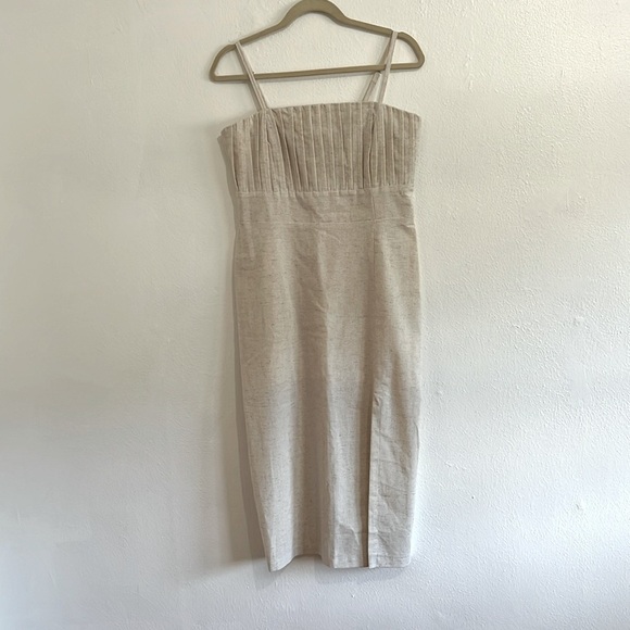 Sobella Oatmeal Maxi Adjustable Strap Sheath Sun Dress With Pleated Bodice L - Picture 1 of 8